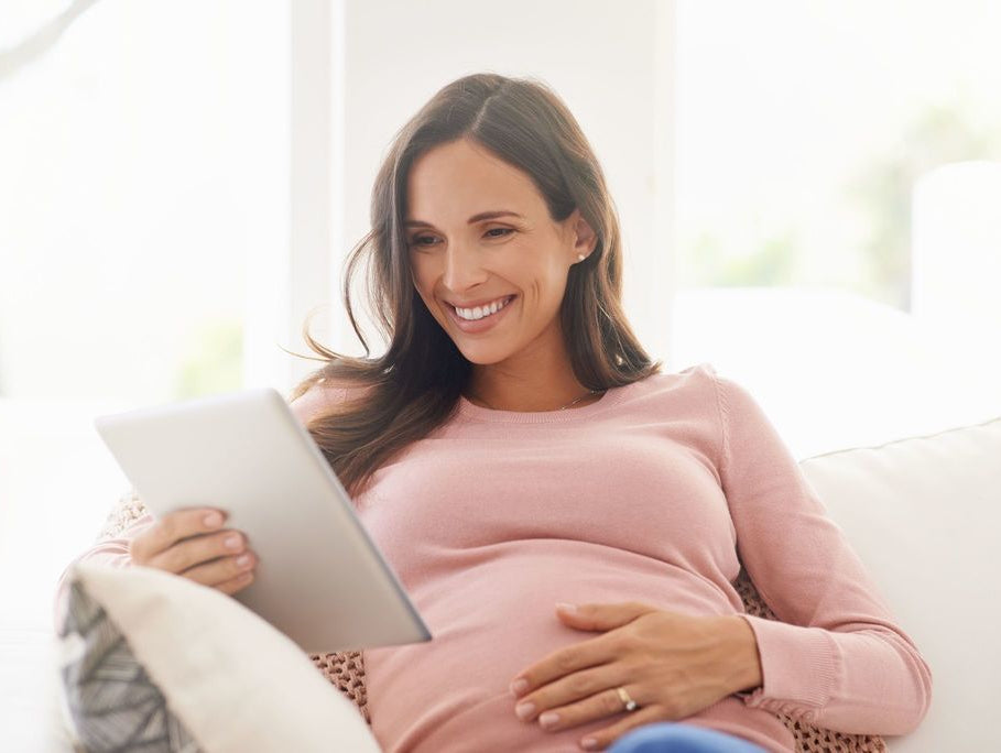 Pregnany woman on computer