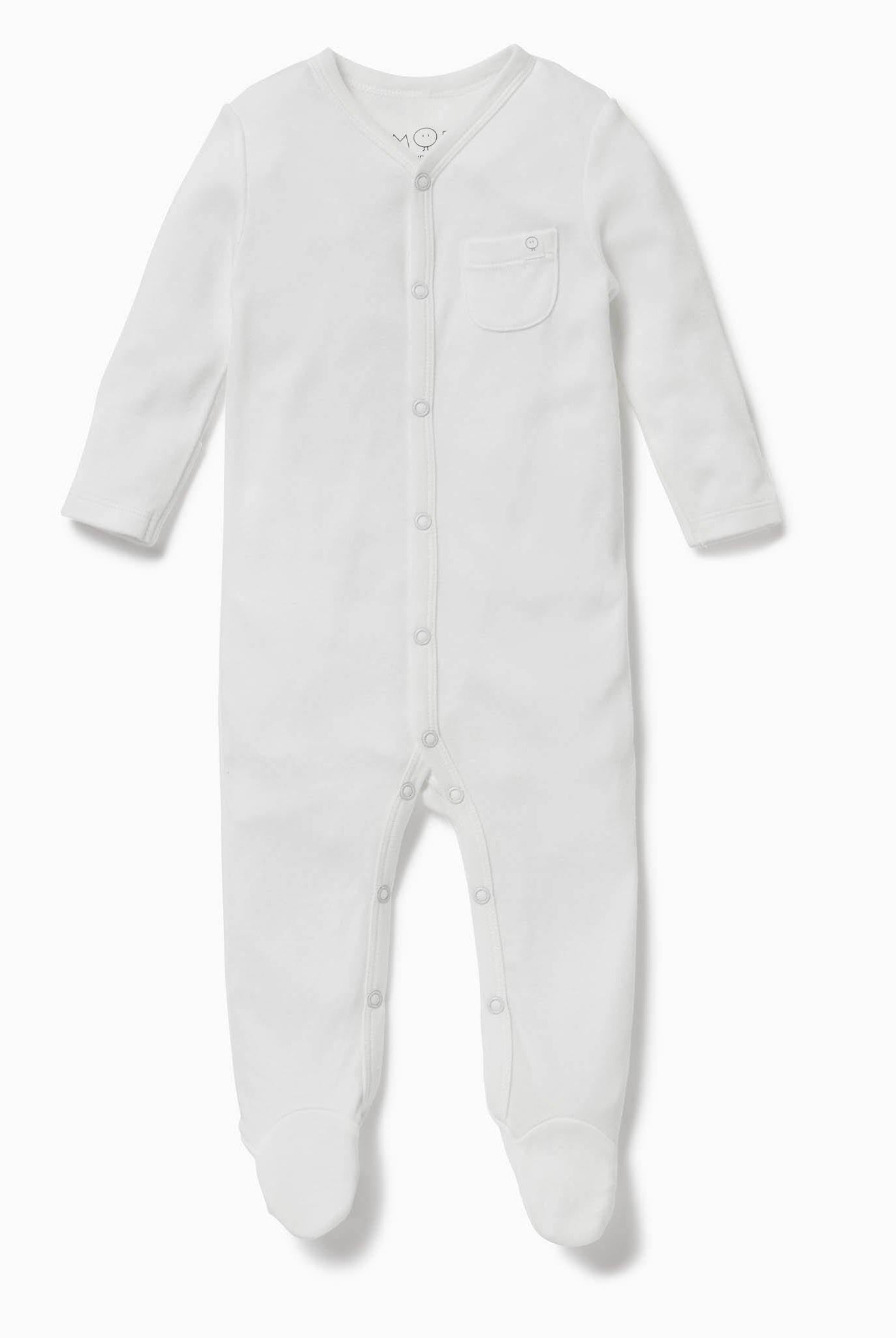 White Button Up Babygro - Mamas Hospital Bag Ireland
