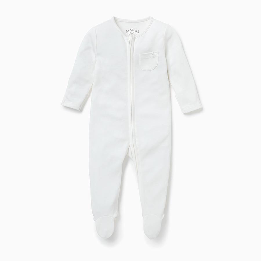 White Zip-Up Babygro - Mamas Hospital Bag Ireland