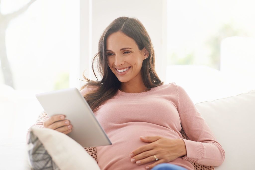 Pregnany woman on computer