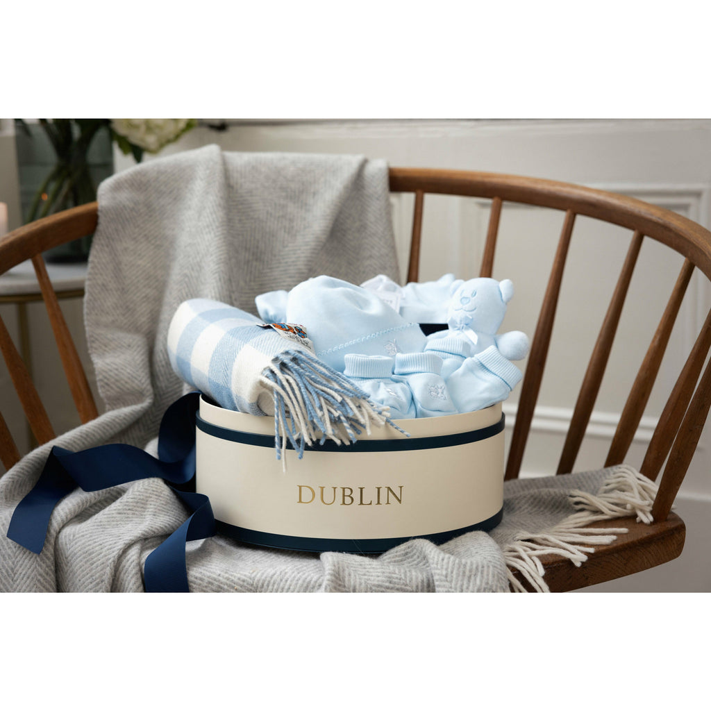 New Baby Gift Box of blue baby clothes and blanket -Mamas Hospital Bag Baby Gift Box Ireland