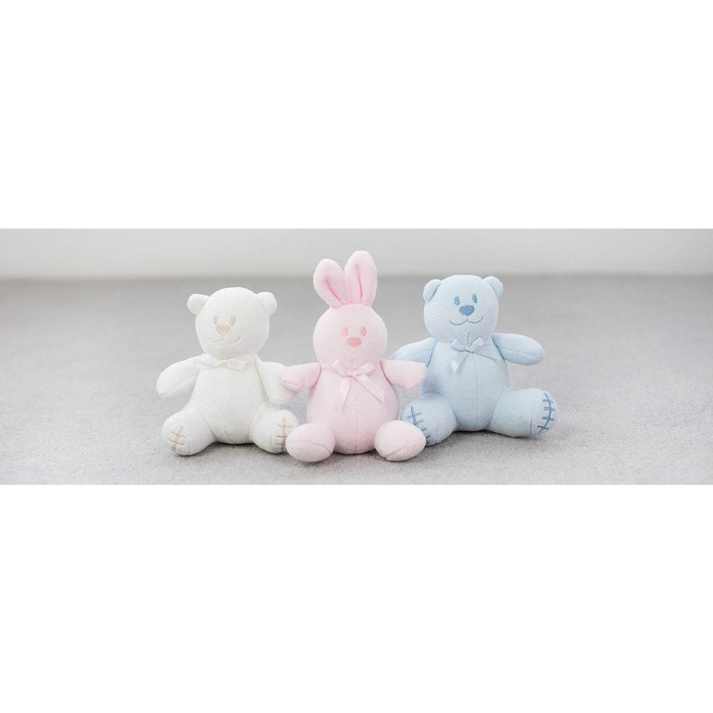 white, pink and blue teddy - new baby gift