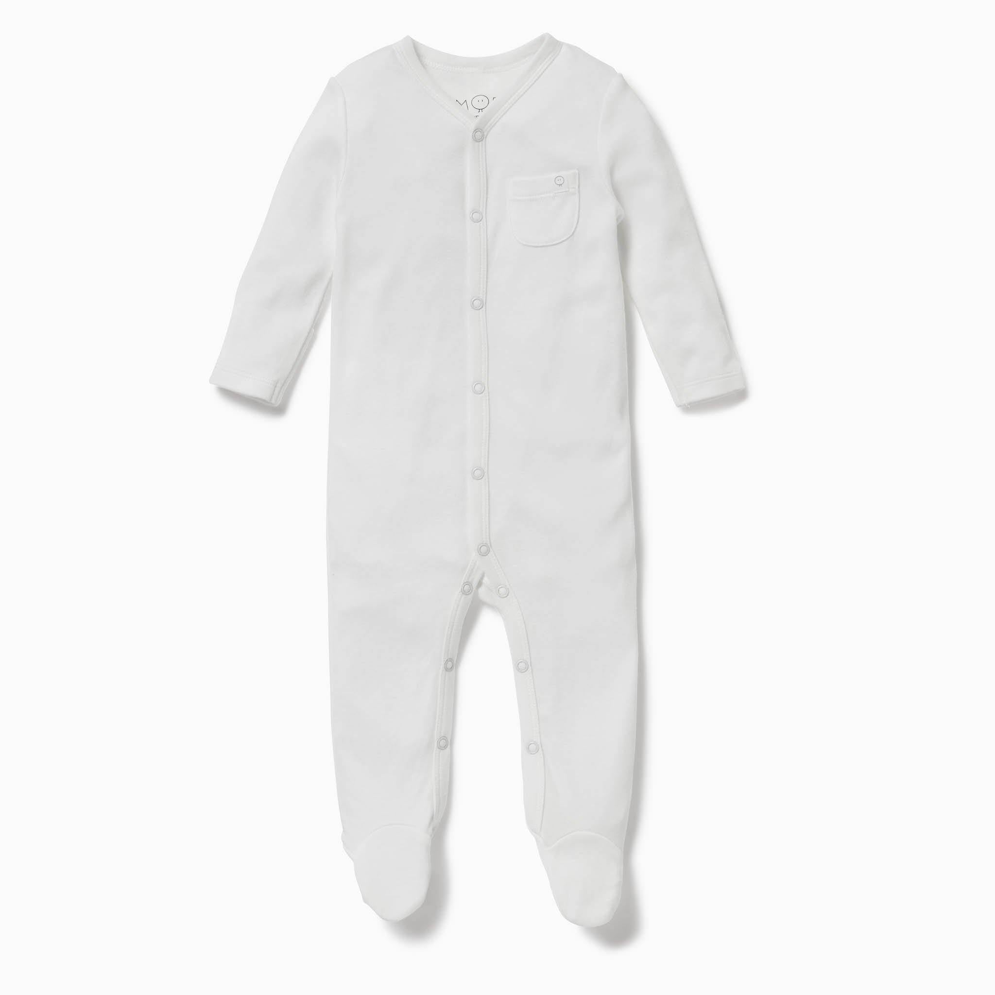 White Button Up Babygro - Mamas Hospital Bag Ireland